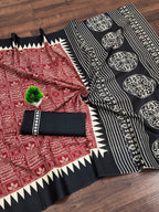 Abstract Print Mulmul Cotton Classic Saree