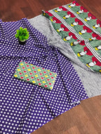 Polka Dot Printed Mulmul Cotton Saree for Woman