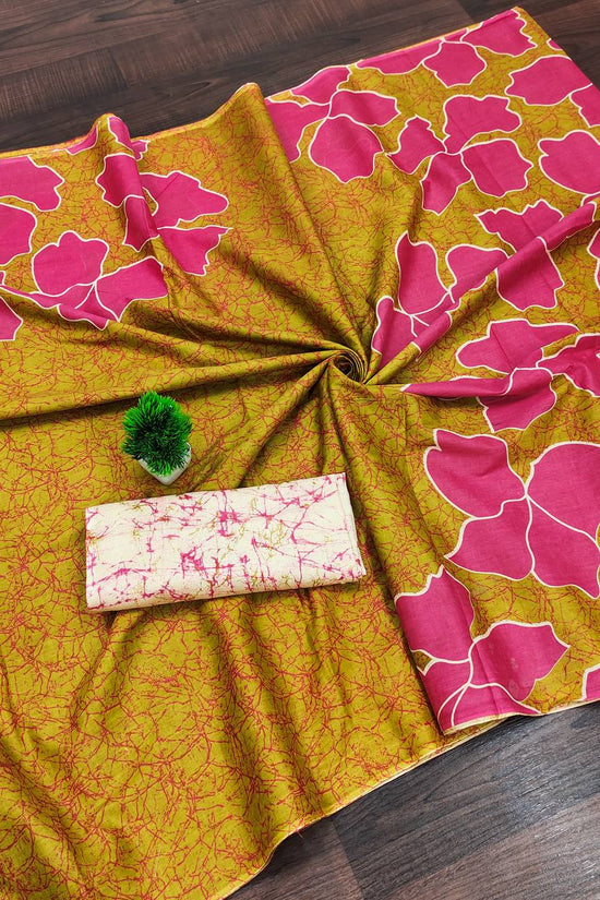 Floral Batik Hand Block Print Classic Mulmul Cotton Saree