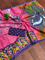 Heriage Style Hand Print Classic Mulmul Cotton Saree