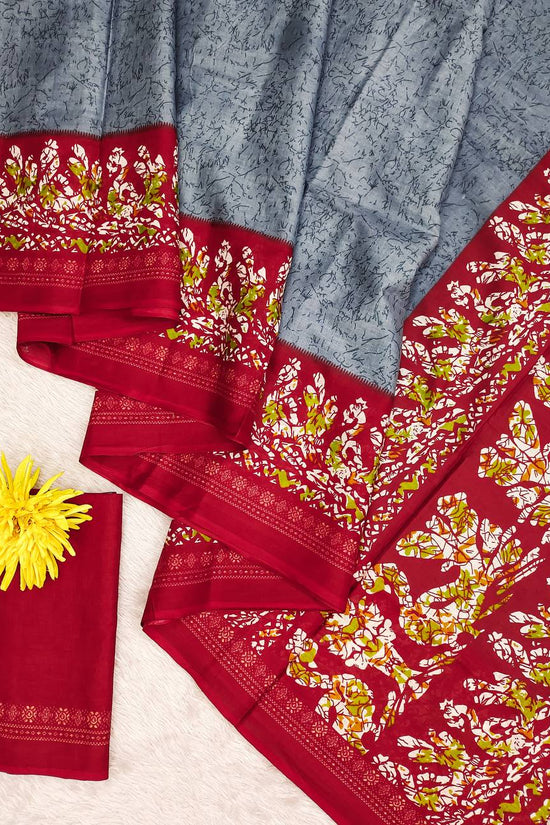 Hand Batik Printed Mulmul Cotton Saree for Woman