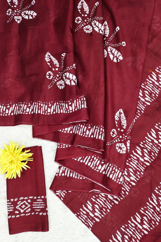 Printed Block Pattern Mulmul Cotton Saree