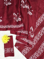 Printed Block Pattern Mulmul Cotton Saree