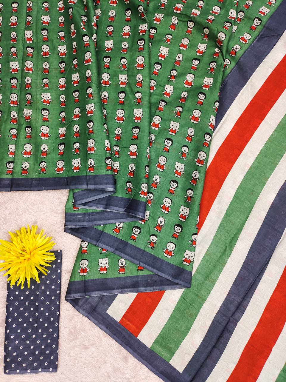 Block Print Mulmul Cotton Printed Saree