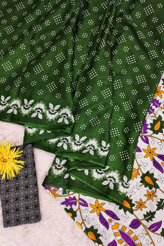 Mulmul Cotton Chunari Hand Block Print Saree