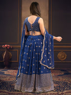 Georgette Embroidered Zari Cutwork Lehenga with Dupatta Set