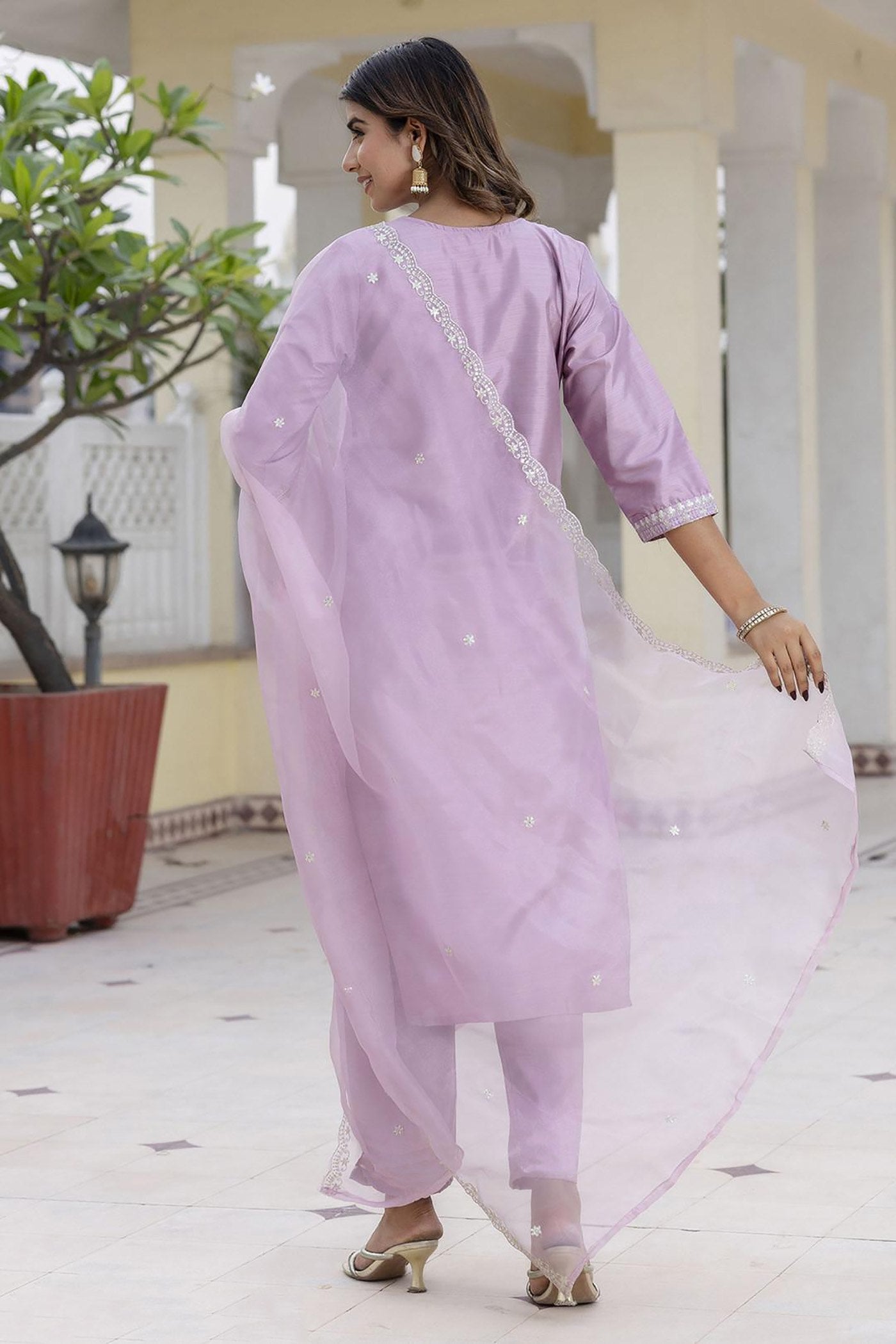 Cotton Silk Embroidered Kurta Set with Dupatta Set