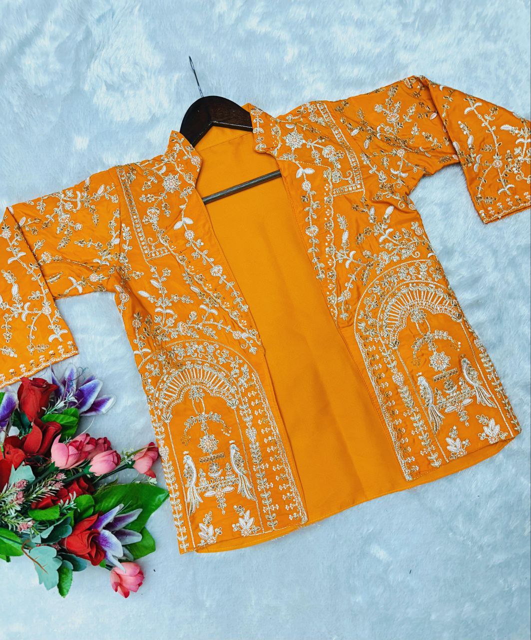Royal Embroidered Gown & Jacket Set | Ready to Wear Festive Gown