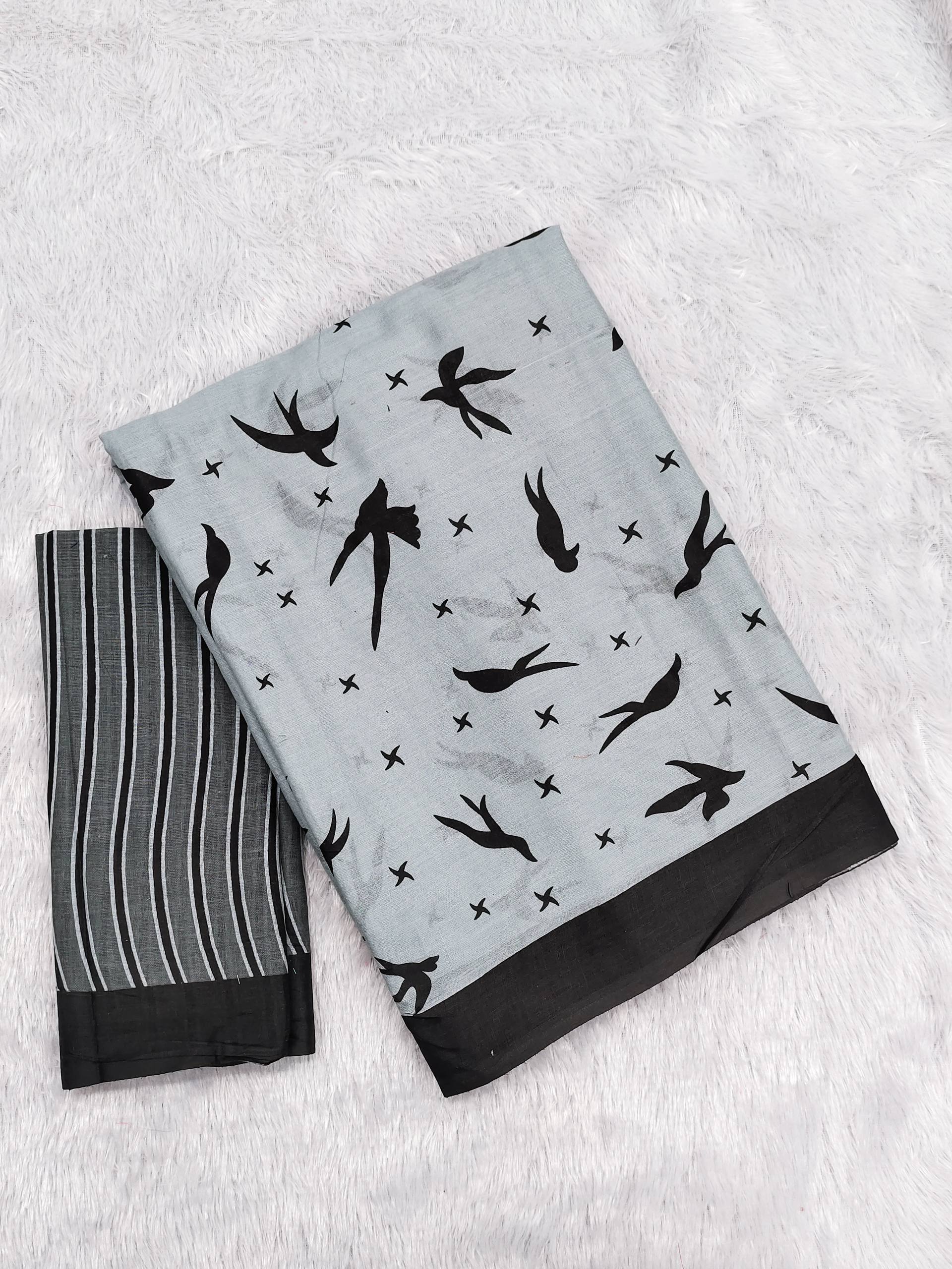 Mulmul Cotton Jaipur Block Print Saree