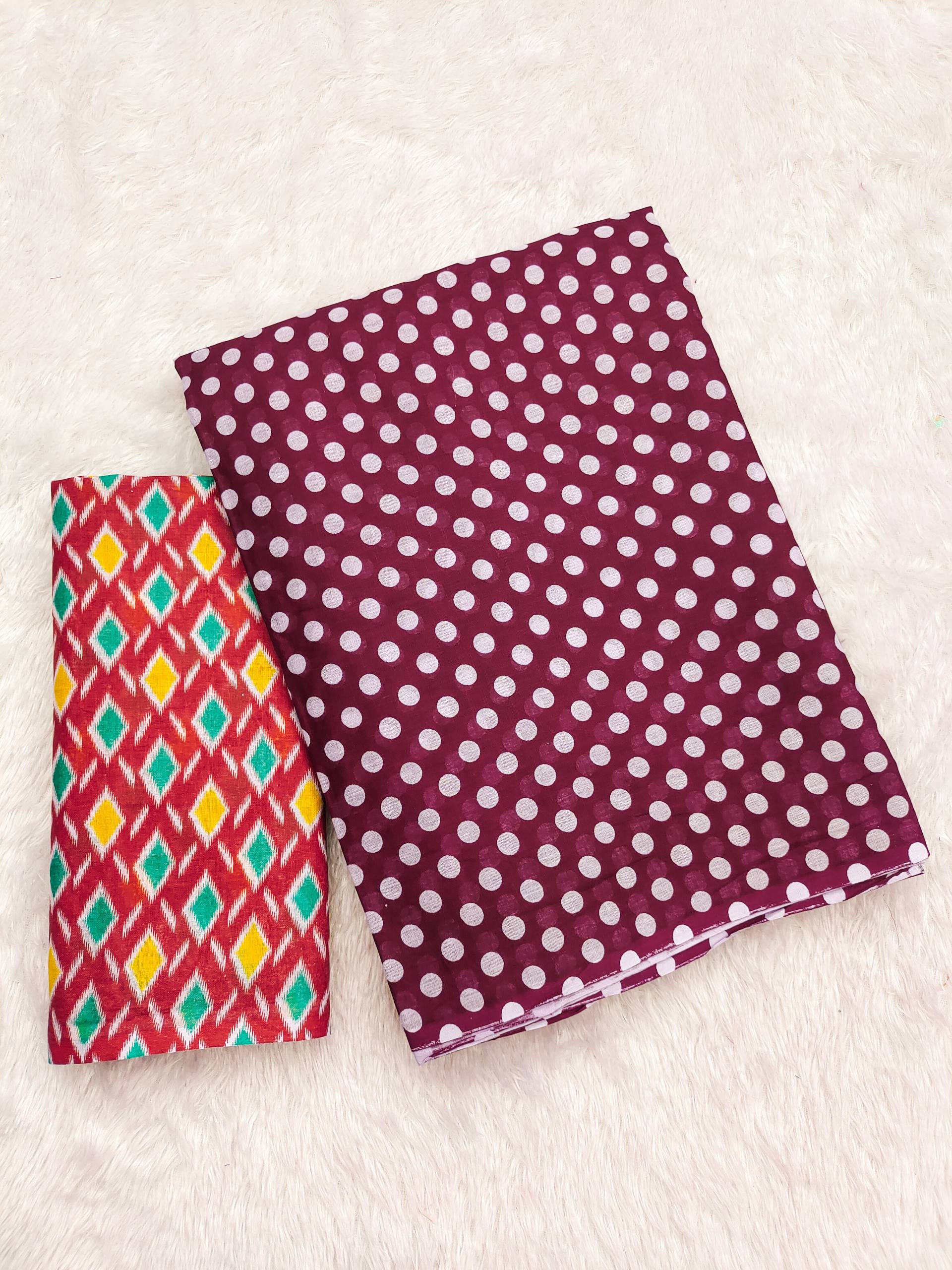 Polka Dot Printed Mulmul Cotton Saree for Woman
