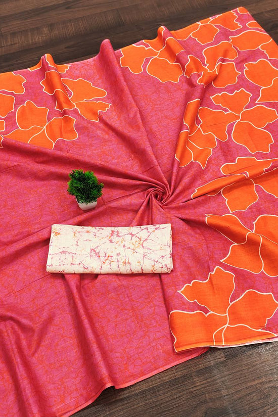 Floral Batik Hand Block Print Classic Mulmul Cotton Saree