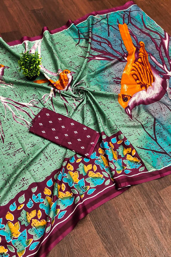 Heriage Style Hand Print Classic Mulmul Cotton Saree