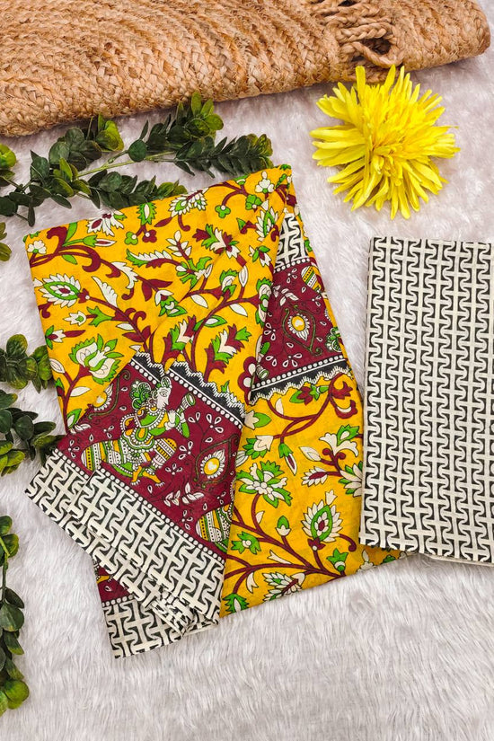 Mulmul Cotton Kalamkari Hand Block Print Saree