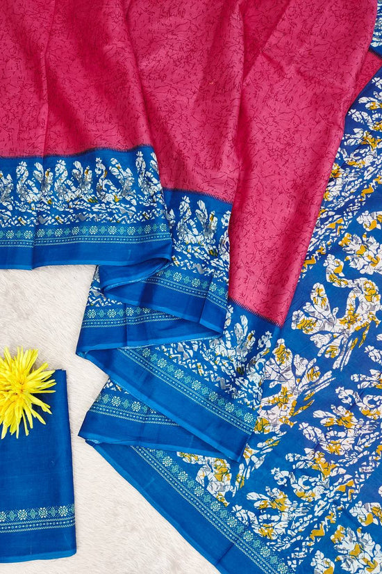 Hand Batik Printed Mulmul Cotton Saree for Woman