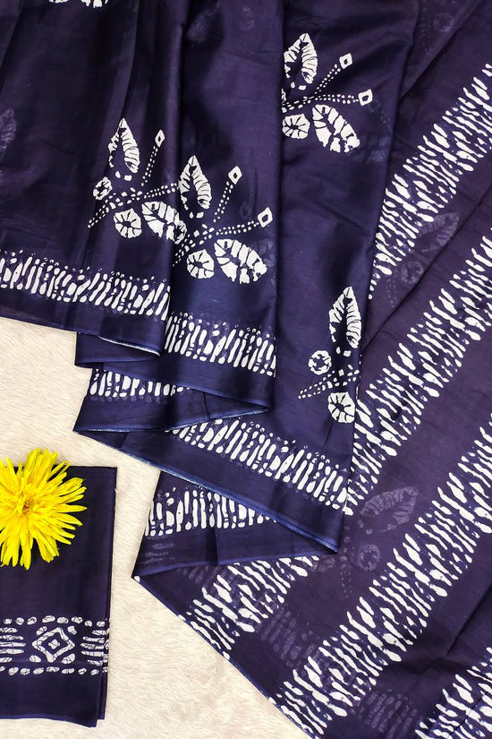 Printed Block Pattern Mulmul Cotton Saree