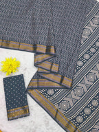 Bandhni Printed Elegance Mulmul Cotton Zari Border Saree