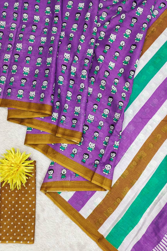 Block Print Mulmul Cotton Printed Saree
