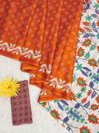 Mulmul Cotton Chunari Hand Block Print Saree
