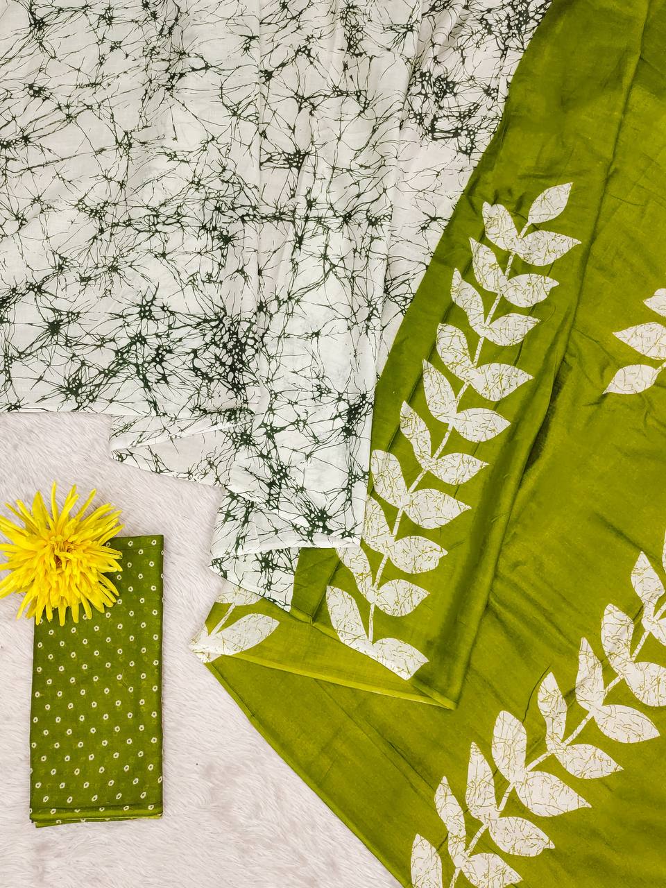 Mulmul Cotton Block Printed Saree