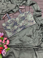 Elegant Ready-to-Wear Saree with Embroidered Sequin Jacket and Belt