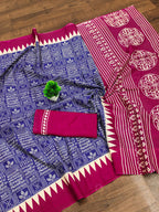 Abstract Print Mulmul Cotton Classic Saree