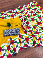 Classic Floral Block Print Mulmul Cotton Saree