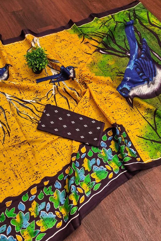 Heriage Style Hand Print Classic Mulmul Cotton Saree