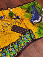 Heriage Style Hand Print Classic Mulmul Cotton Saree