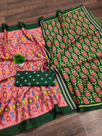 Ikkat Hand Block Print Mulmul Cotton Saree
