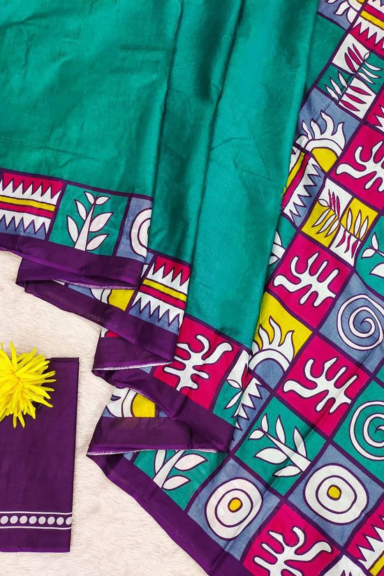 Block Pattern Printed Mulmul Cotton Saree