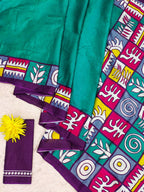 Block Pattern Printed Mulmul Cotton Saree