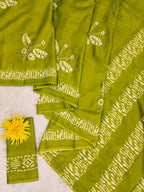 Printed Block Pattern Mulmul Cotton Saree