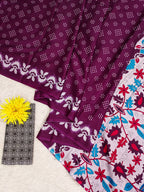 Mulmul Cotton Chunari Hand Block Print Saree