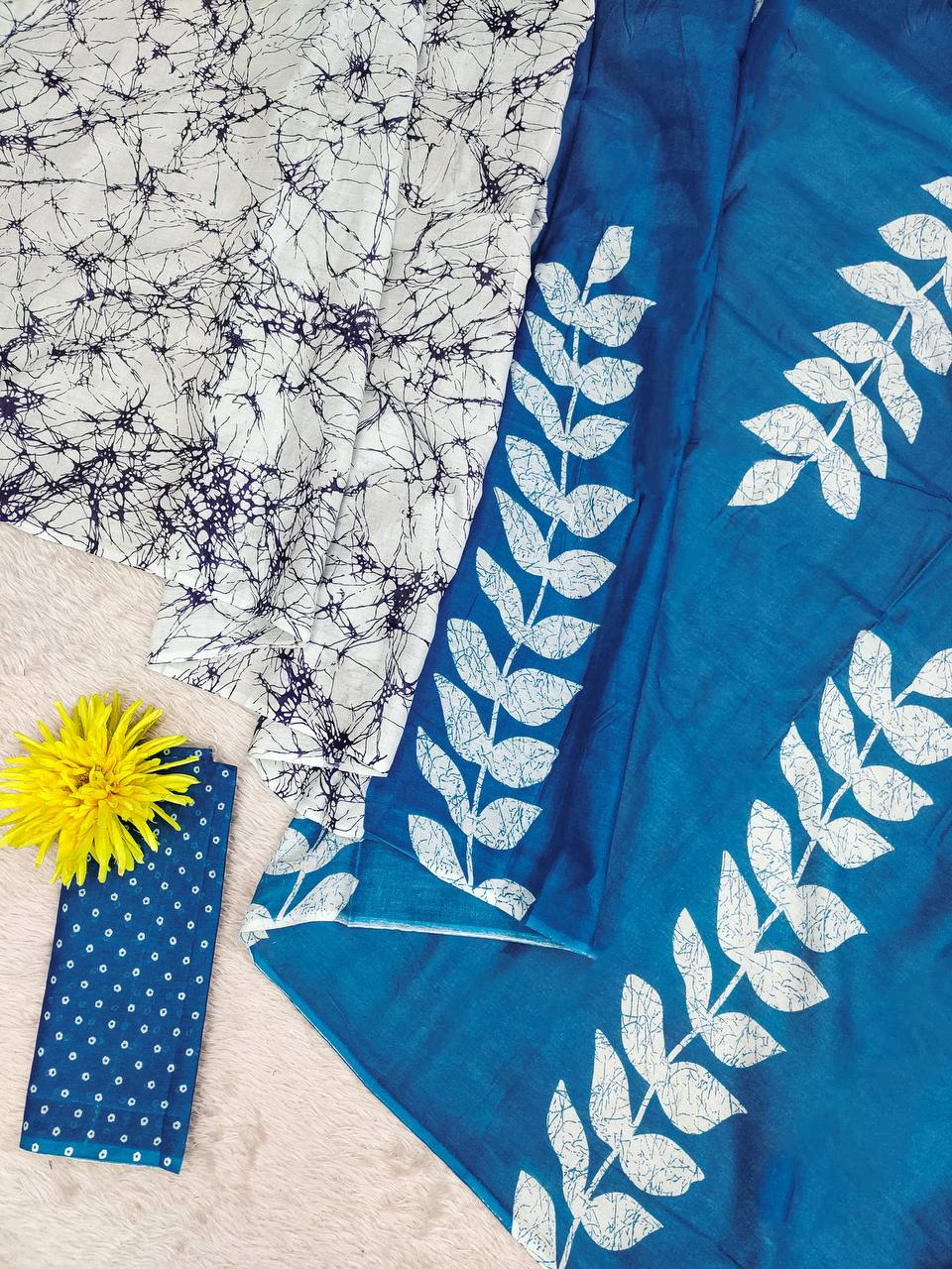 Mulmul Cotton Block Printed Saree