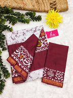 Elegance Mulmul Cotton Zari Border Printed Saree