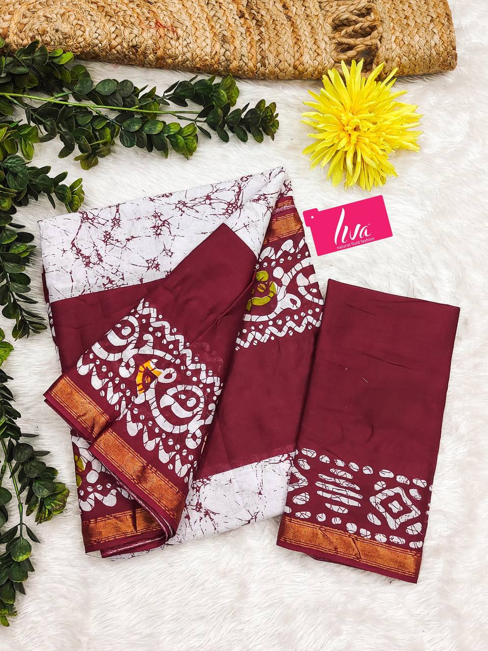Elegance Mulmul Cotton Zari Border Printed Saree