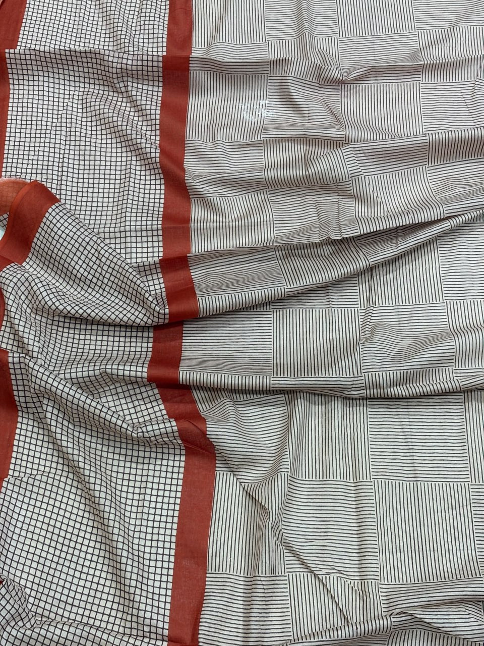 Mulmul Cotton Block Printed Saree