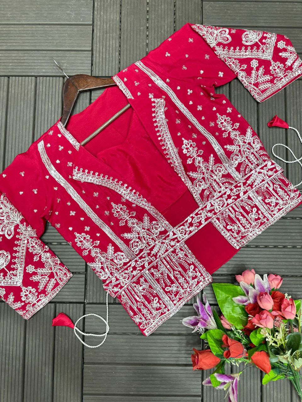 Ready-to-Wear Saree with Embroidered Sequin Jacket and Belt
