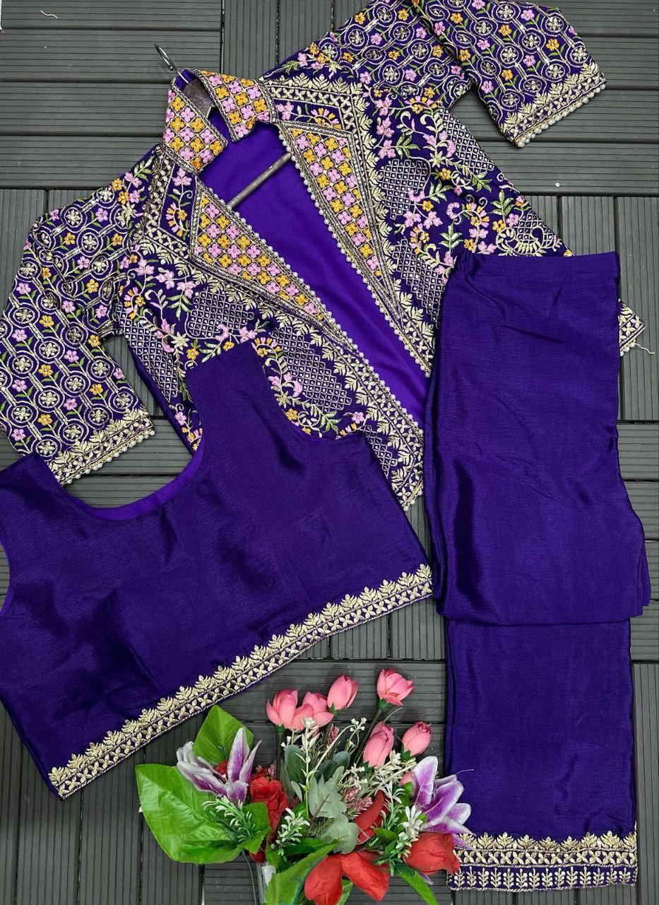 Designer Mehndi Green 3-Piece Palazzo Set with Heavy Embroidered Jacket