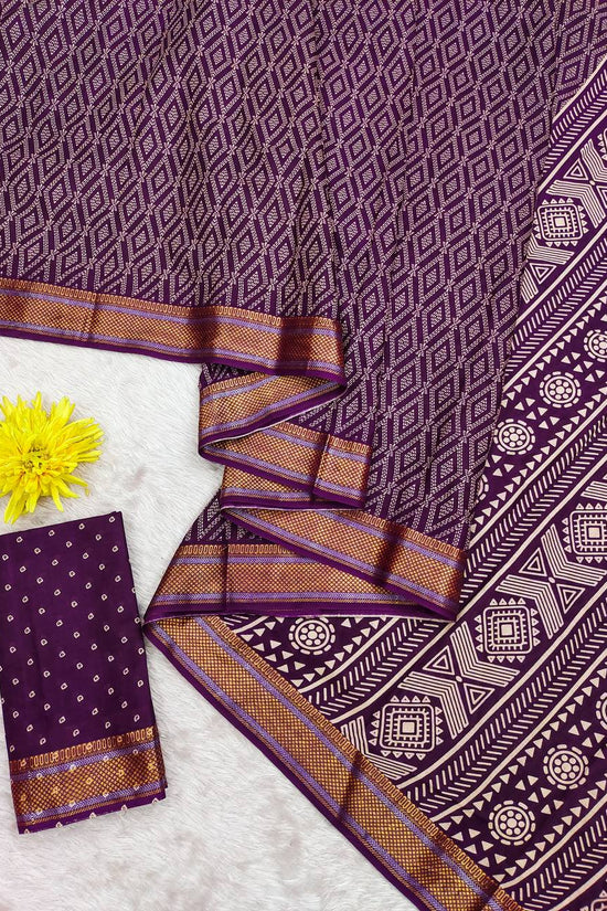 Bandhni Printed Elegance Mulmul Cotton Zari Border Saree