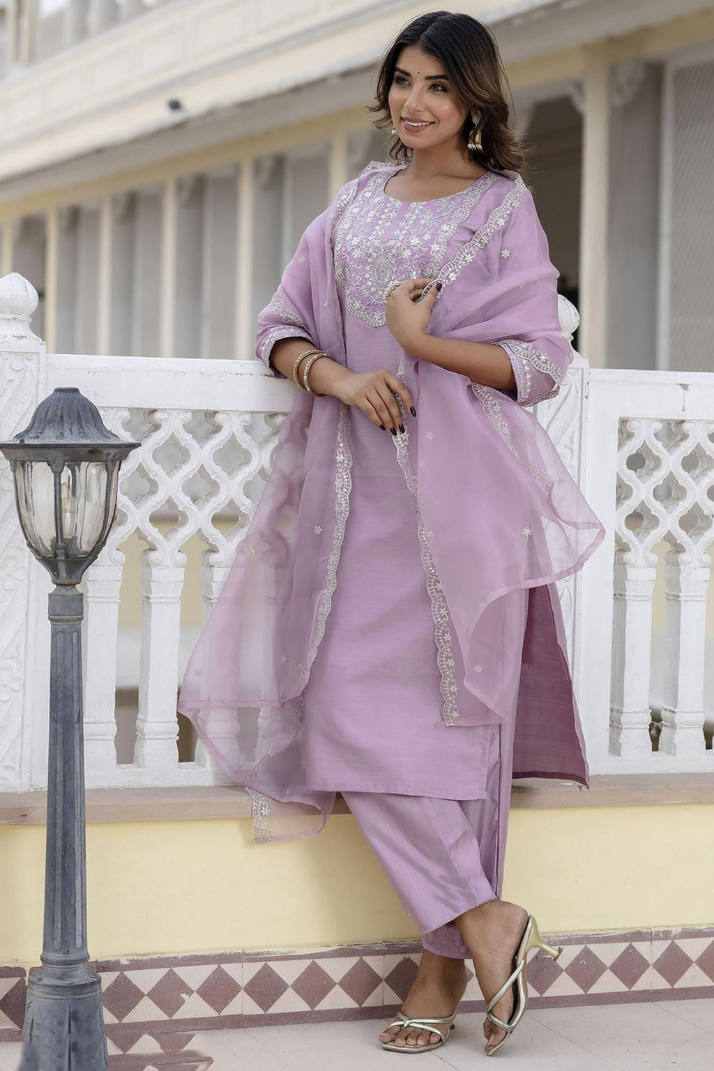 Cotton Silk Embroidered Kurta Set with Dupatta Set