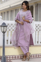 Cotton Silk Embroidered Kurta Set with Dupatta Set