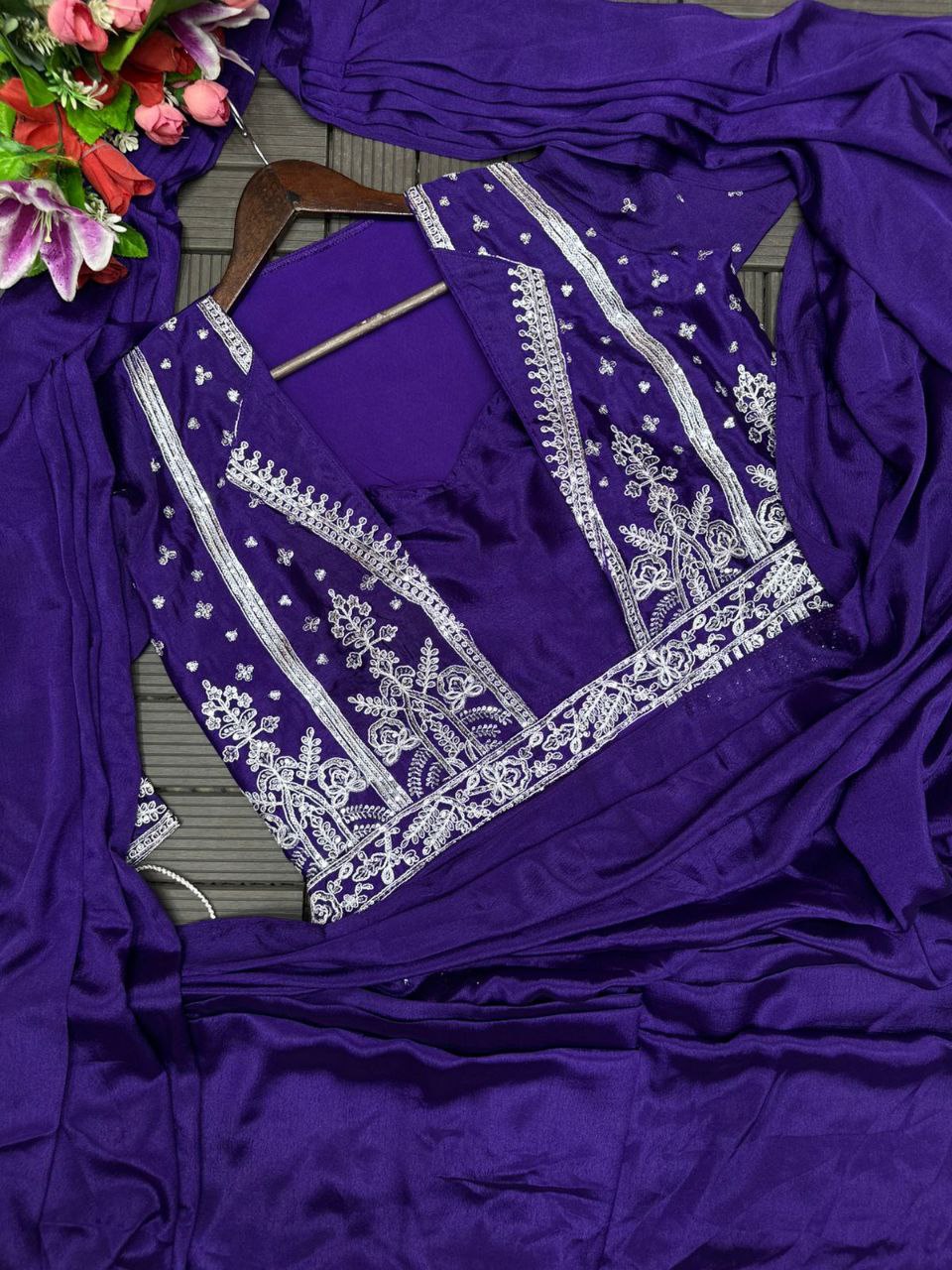 Ready-to-Wear Saree with Embroidered Sequin Jacket and Belt