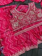 Embroidered Sequin Jacket with Ready-to-Wear Saree and Belt