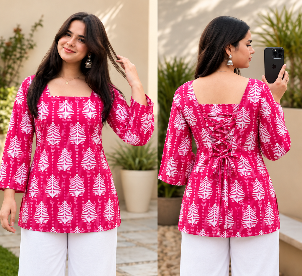 Women Printed Pure Cotton Bell Sleeve Tunic