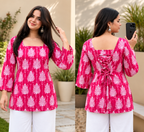 Women Printed Pure Cotton Bell Sleeve Tunic