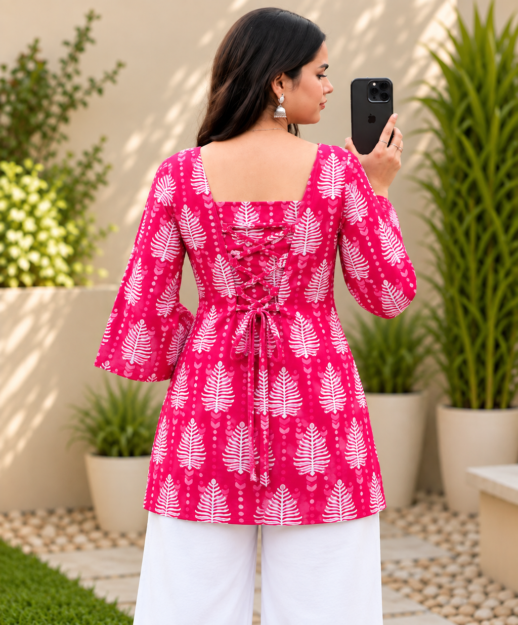 Women Printed Pure Cotton Bell Sleeve Tunic