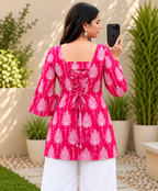 Women Printed Pure Cotton Bell Sleeve Tunic