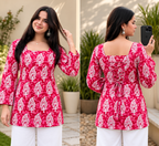 Women Printed Pure Cotton Bell Sleeve Tunic