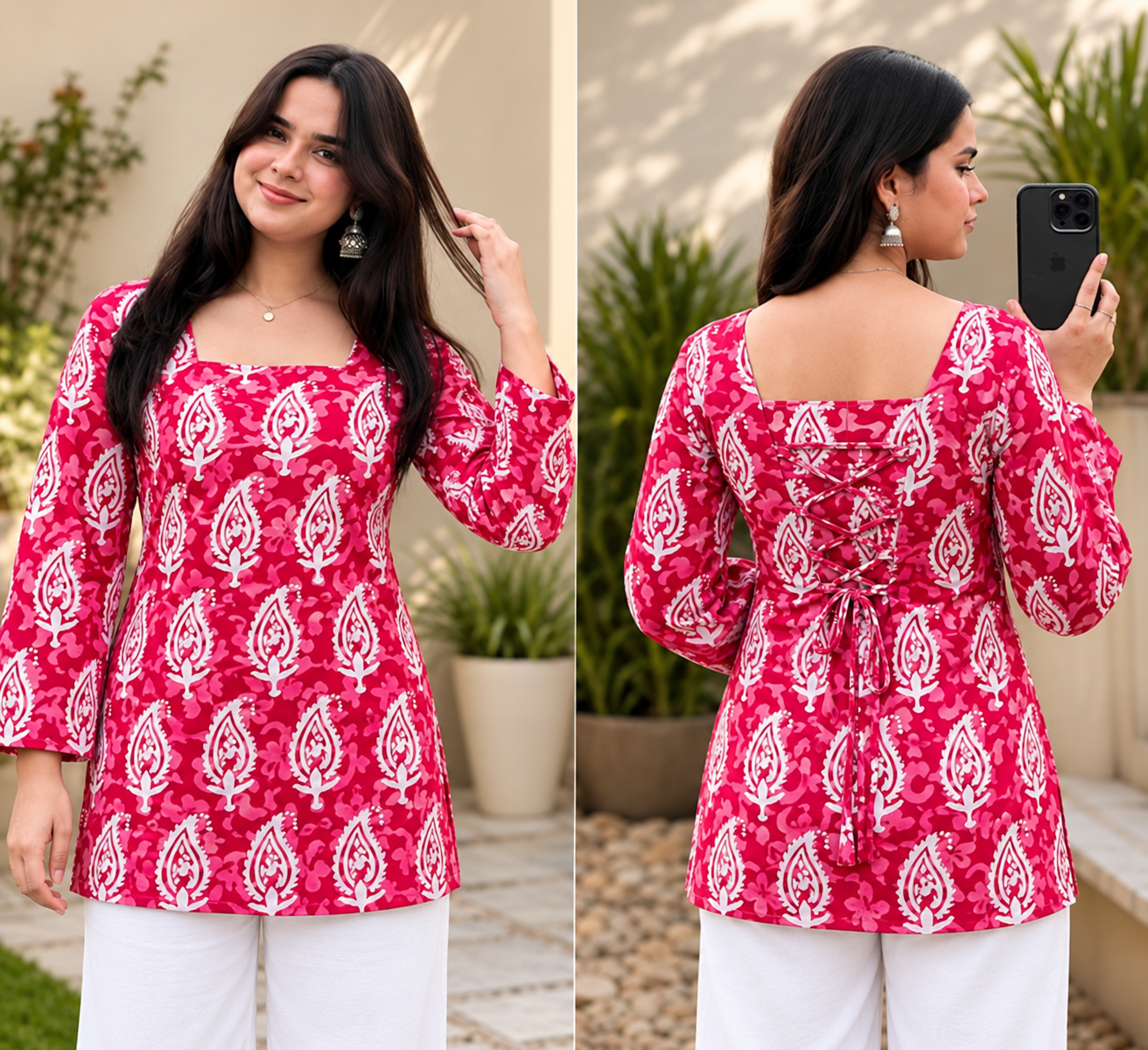Women Printed Pure Cotton Bell Sleeve Tunic